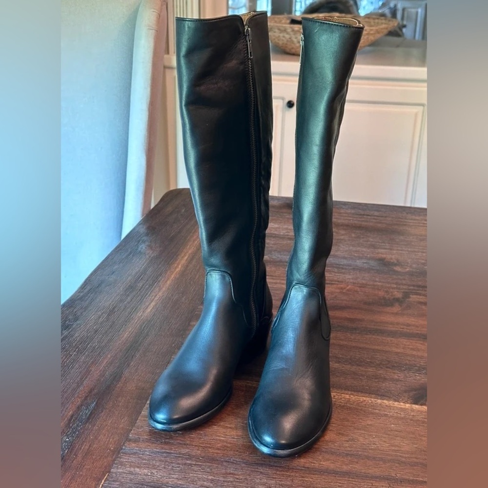Frye Black Leather Over-the-Knee Riding Boots